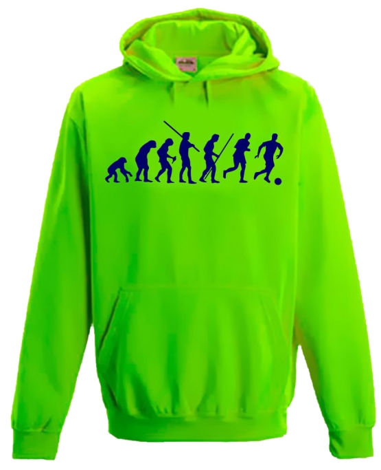 FUSSBALL EVOLUTION ! NEON KINDER SPORT HOODIES  Sweatshirt mit Kapuze- Neongelb, Neongrün, Neonpink, Neonorange Kinder Funktionsshirts Trikot für alle Sportarten 3 bis 14 Jahre