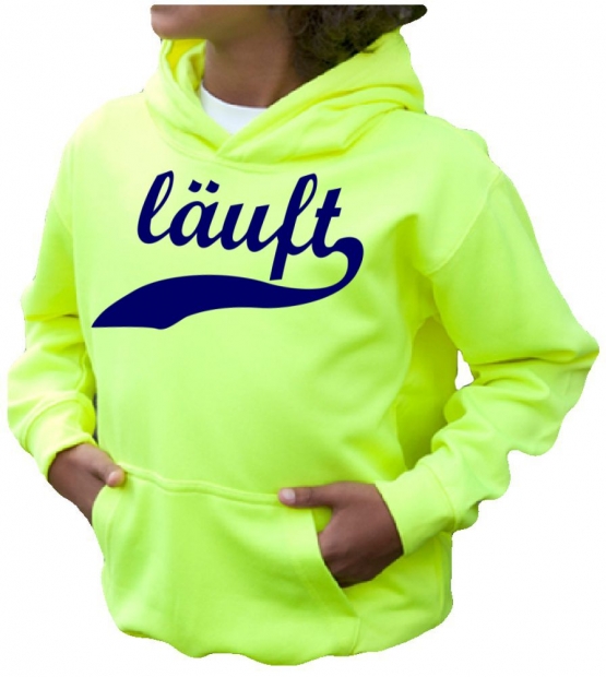 LÄUFT ! NEON KINDER SPORT HOODIES  Sweatshirt mit Kapuze- Neongelb, Neongrün, Neonpink, Neonorange Kinder Funktionsshirts Trikot für alle Sportarten 3 bis 14 Jahre