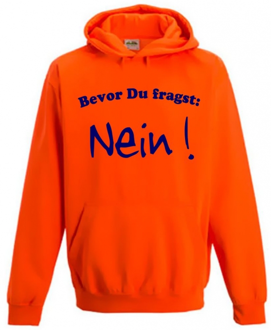 BEVOR DU FRAGST - NEIN  ! NEON KINDER SPORT HOODIES  Sweatshirt mit Kapuze- Neongelb, Neongrün, Neonpink, Neonorange  3 bis 14 Jahre NEIN SAGEN !