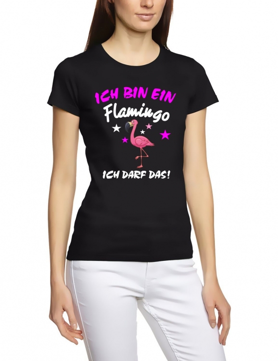 Ich bin ein FLAMINGO - Ich darf das ! Unicorn Damen T-Shirt Gr.S M L XL XXL schenken Birthday Party Feiern