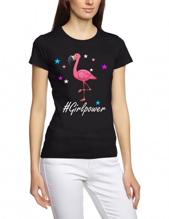 GIRLPOWER Flamingo ! Flamingo Unicorn Damen T-Shirt Gr.S M L XL XXL schenken Birthday Party Feiern