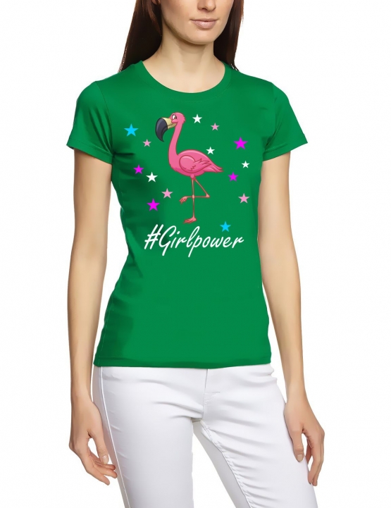 GIRLPOWER Flamingo ! Flamingo Unicorn Damen T-Shirt Gr.S M L XL XXL schenken Birthday Party Feiern