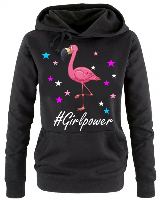 GIRLPOWER Flamingo ! Unicorn Flamingo Damen Hoodie - Sweatshirt mit Kapuze Gr.S M L XL XXL schenken Birthday Party Feiern