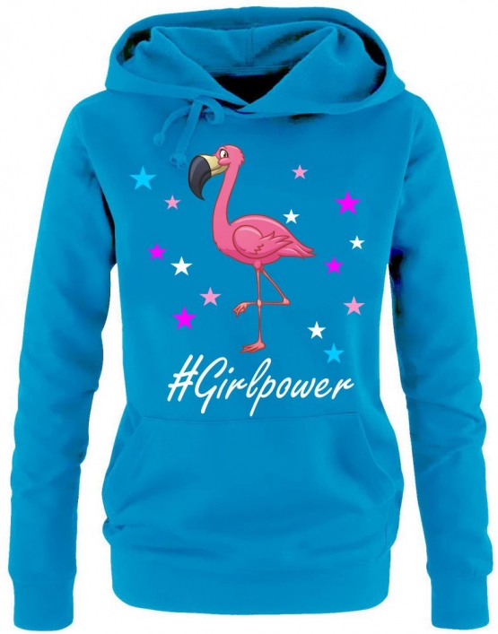 GIRLPOWER Flamingo ! Unicorn Flamingo Damen Hoodie - Sweatshirt mit Kapuze Gr.S M L XL XXL schenken Birthday Party Feiern