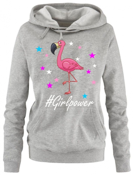 GIRLPOWER Flamingo ! Unicorn Flamingo Damen Hoodie - Sweatshirt mit Kapuze Gr.S M L XL XXL schenken Birthday Party Feiern