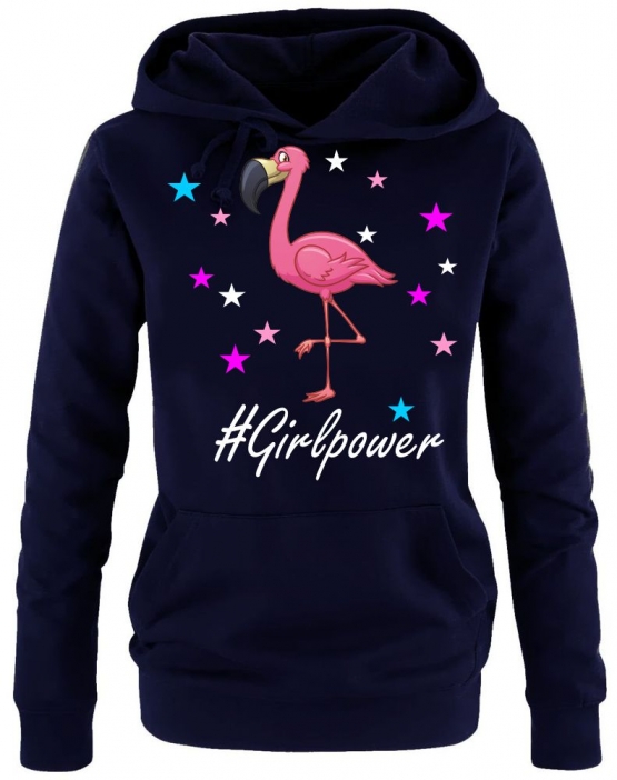 GIRLPOWER Flamingo ! Unicorn Flamingo Damen Hoodie - Sweatshirt mit Kapuze Gr.S M L XL XXL schenken Birthday Party Feiern