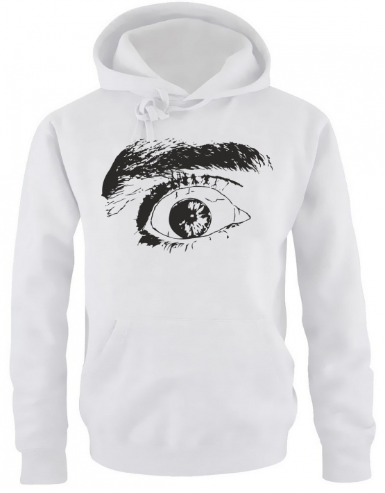 HOODIE Sweatshirt mit Kapuze DAS AUGE !  Horror Schocker Psycho  weiss