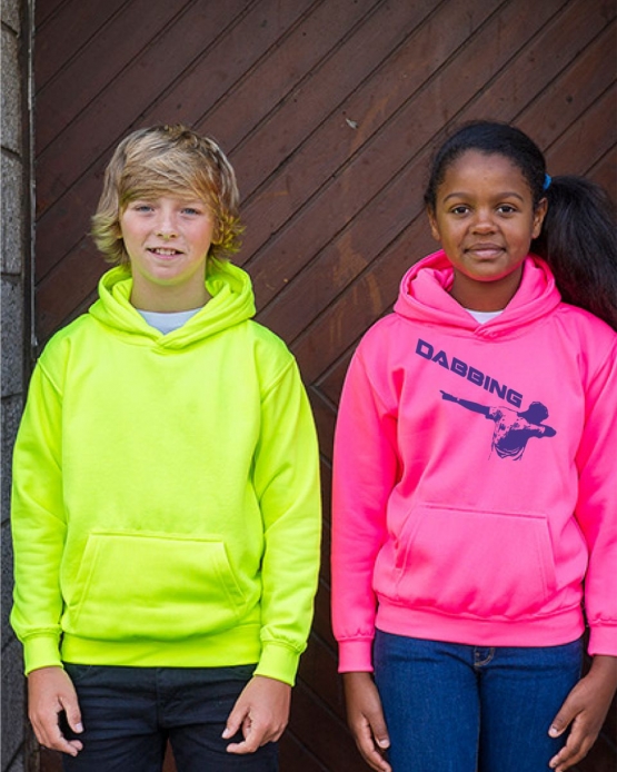 DABBING ! NEON KINDER SPORT HOODIES  Sweatshirt mit Kapuze- Neongelb, Neongrün, Neonpink, Neonorange Kinder Funktionsshirts DABBIN