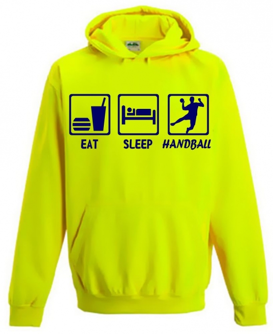 EAT SLEEP HANDBALL ! NEON KINDER SPORT HOODIES  Sweatshirt mit Kapuze- Neongelb, Neongrün, Neonpink, Neonorange Kinder Funktionsshirts Trikot für alle Sportarten 3 bis 14 Jahre