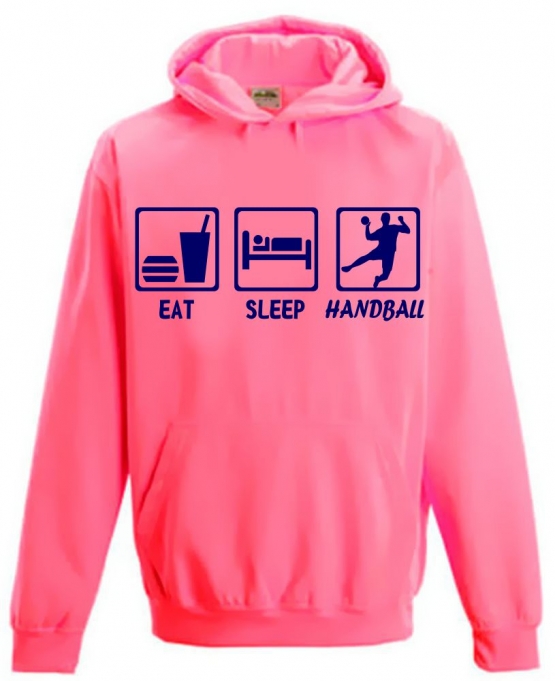 EAT SLEEP HANDBALL ! NEON KINDER SPORT HOODIES  Sweatshirt mit Kapuze- Neongelb, Neongrün, Neonpink, Neonorange Kinder Funktionsshirts Trikot für alle Sportarten 3 bis 14 Jahre