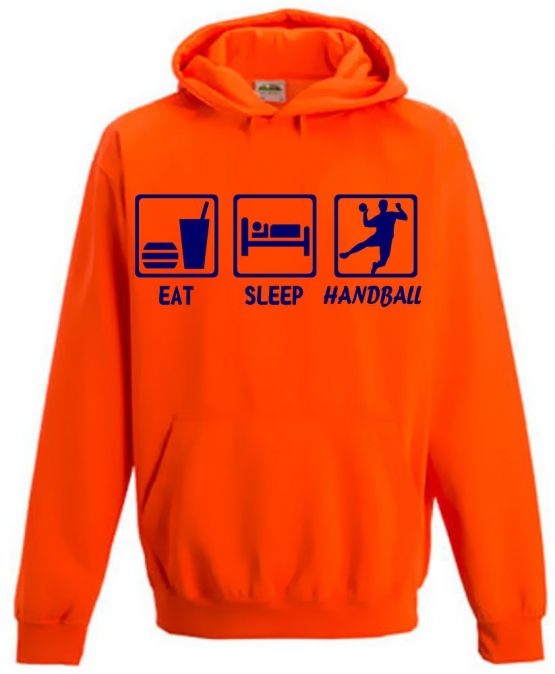 EAT SLEEP HANDBALL ! NEON KINDER SPORT HOODIES  Sweatshirt mit Kapuze- Neongelb, Neongrün, Neonpink, Neonorange Kinder Funktionsshirts Trikot für alle Sportarten 3 bis 14 Jahre