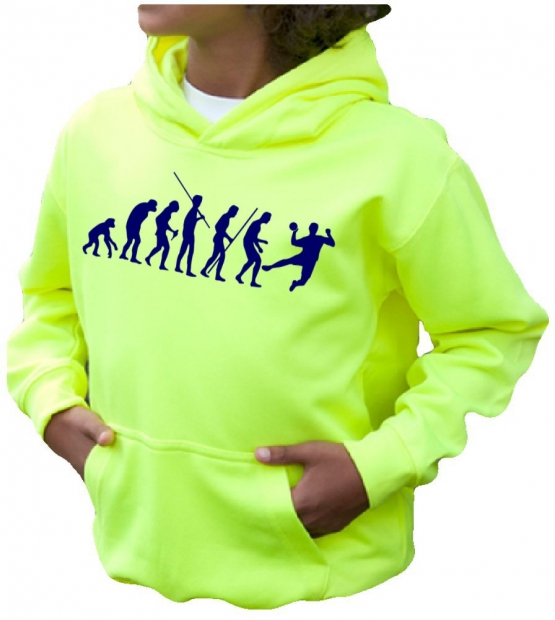 HANDBALL EVOLUTION ! NEON KINDER SPORT HOODIES  Sweatshirt mit Kapuze- Neongelb, Neongrün, Neonpink, Neonorange Kinder Funktionsshirts Trikot für alle Sportarten 3 bis 14 Jahre