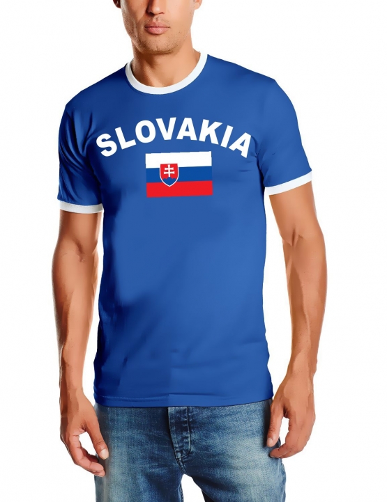 WM 2018 SLOVAKIA T-SHIRT mit Deinem NAMEN + NUMMER ! Fußball Trikot Ringer SLOWAKEI BLAU S M L XL XXL