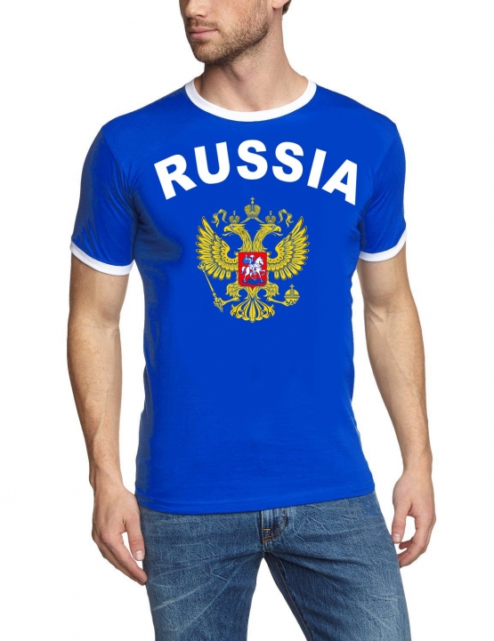 WM 2018 RUSSIA T-SHIRT mit Deinem NAMEN + NUMMER ! Fußball Trikot Ringer RUSSLAND BLAU S M L XL XXL