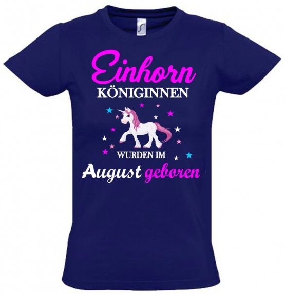 Einhorn Königinnen wurden im August geboren ! Unicorn Hoodie oder Shirt Kids Gr.116 128 140 152 164 cm Einschulung, erster Schultag, 1. Klasse, Kindergartenabschieds Shirt