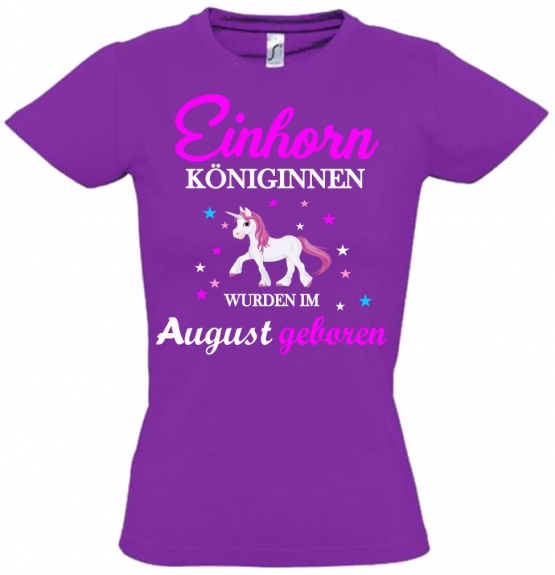 Einhorn Königinnen wurden im August geboren ! Unicorn Hoodie oder Shirt Kids Gr.116 128 140 152 164 cm Einschulung, erster Schultag, 1. Klasse, Kindergartenabschieds Shirt