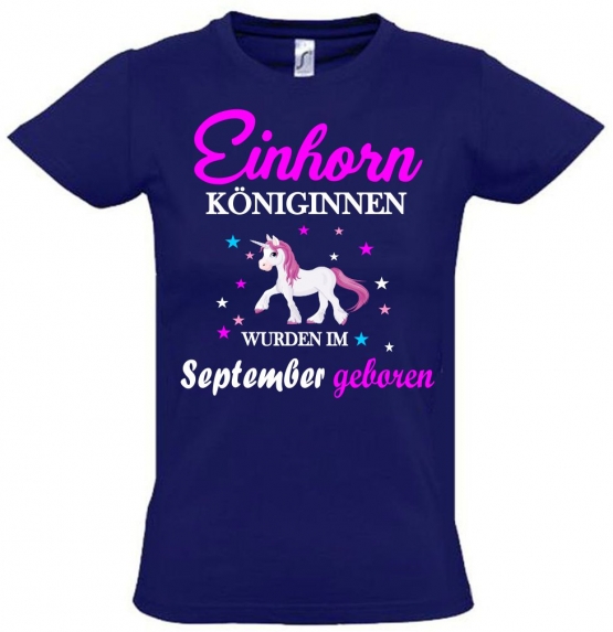 Einhorn Königinnen wurden im SEPTEMBER geboren ! Unicorn Hoodie oder Shirt Kids Gr.116 128 140 152 164 cm Einschulung, erster Schultag, 1. Klasse, Kindergartenabschieds Shirt