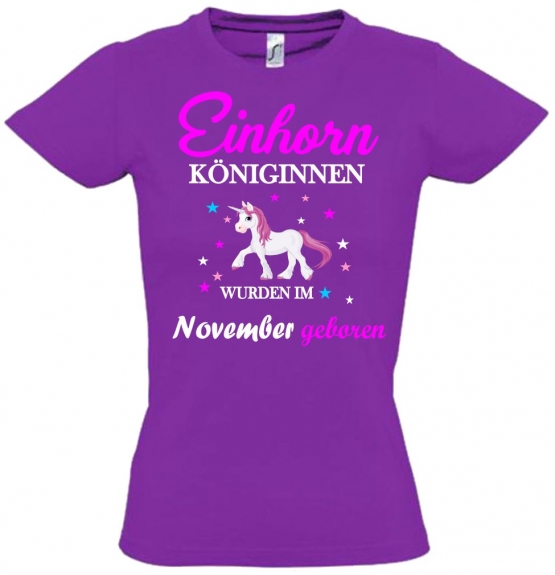 Einhorn Königinnen wurden im November geboren ! Unicorn Hoodie oder Shirt Kids Gr.116 128 140 152 164 cm Einschulung, erster Schultag, 1. Klasse, Kindergartenabschieds Shirt