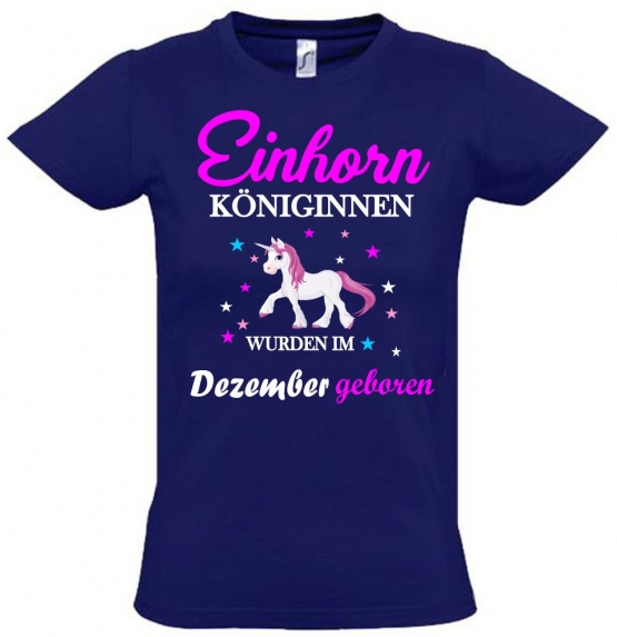 Einhorn Königinnen wurden im Dezember geboren ! Unicorn Hoodie oder Shirt Kids Gr.116 128 140 152 164 cm Einschulung, erster Schultag, 1. Klasse, Kindergartenabschieds Shirt