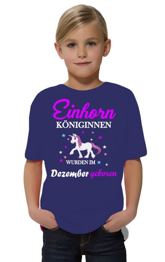 Einhorn Königinnen wurden im Dezember geboren ! Unicorn Hoodie oder Shirt Kids Gr.116 128 140 152 164 cm Einschulung, erster Schultag, 1. Klasse, Kindergartenabschieds Shirt