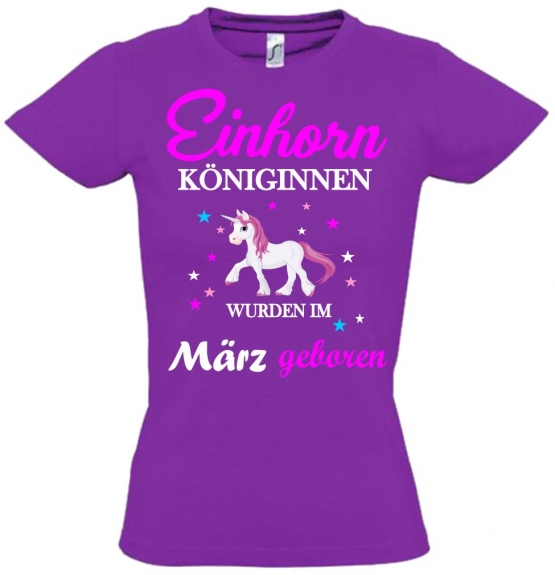 Einhorn Königinnen wurden im März geboren ! Unicorn Hoodie oder Shirt Kids Gr.116 128 140 152 164 cm Einschulung, erster Schultag, 1. Klasse, Kindergartenabschieds Shirt