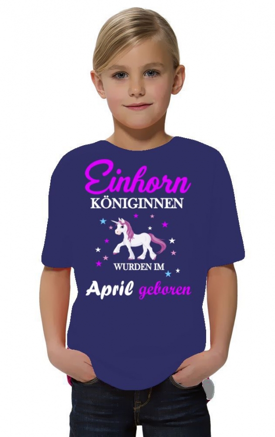 Einhorn Königinnen wurden im April geboren ! Unicorn Hoodie oder Shirt Kids Gr.116 128 140 152 164 cm Einschulung, erster Schultag, 1. Klasse, Kindergartenabschieds Shirt