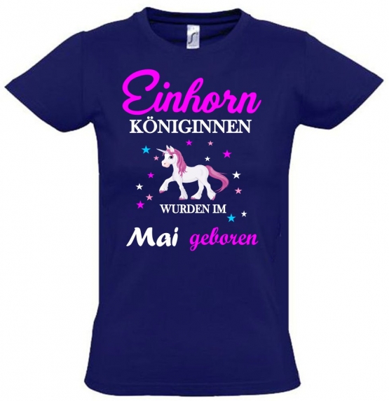 Einhorn Königinnen wurden im Mai geboren ! Unicorn Hoodie oder Shirt Kids Gr.116 128 140 152 164 cm Einschulung, erster Schultag, 1. Klasse, Kindergartenabschieds Shirt