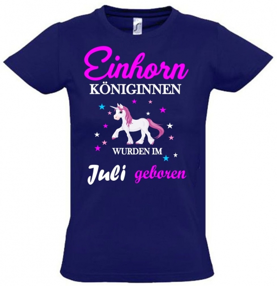 Einhorn Königinnen wurden im Juli geboren ! Unicorn Hoodie oder Shirt Kids Gr.116 128 140 152 164 cm Einschulung, erster Schultag, 1. Klasse, Kindergartenabschieds Shirt