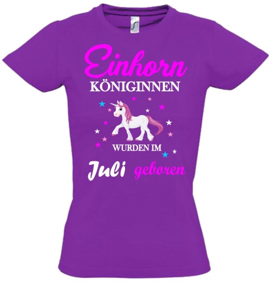 Einhorn Königinnen wurden im Juli geboren ! Unicorn Hoodie oder Shirt Kids Gr.116 128 140 152 164 cm Einschulung, erster Schultag, 1. Klasse, Kindergartenabschieds Shirt