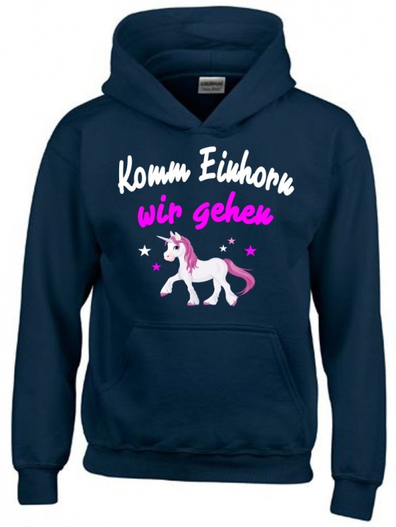 KOMM EINHORN - WIR GEHEN ! - Einhorn Sterne Kids Gr.116 128 140 152 cm Einschulung, erster Schultag, 1. Klasse, Kindergartenabschieds Shirt