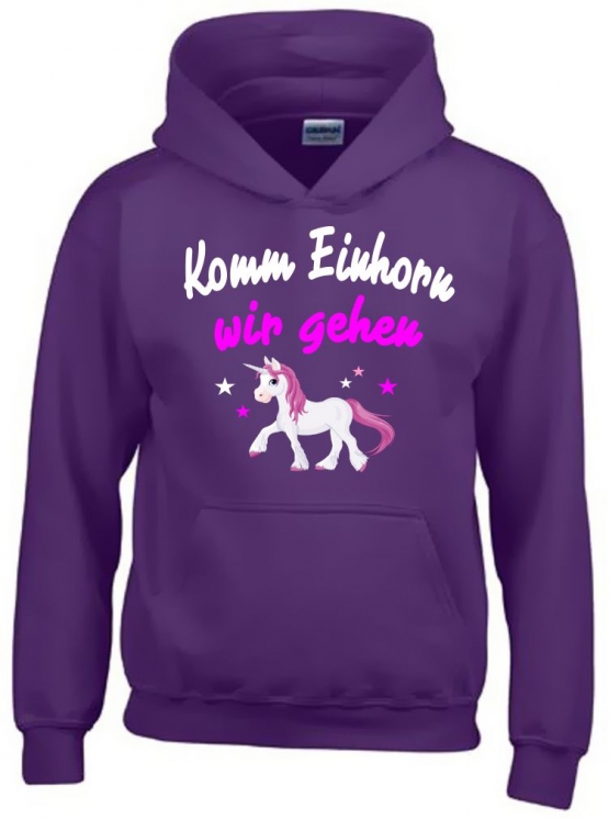 KOMM EINHORN - WIR GEHEN ! - Einhorn Sterne Kids Gr.116 128 140 152 cm Einschulung, erster Schultag, 1. Klasse, Kindergartenabschieds Shirt