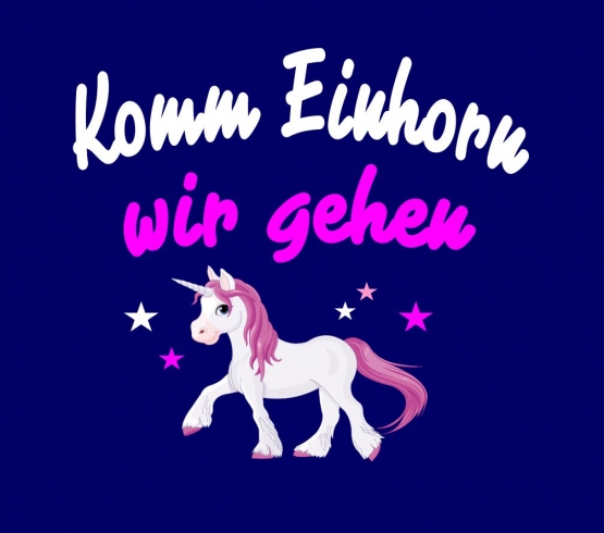 KOMM EINHORN - WIR GEHEN ! - Einhorn Sterne Kids Gr.116 128 140 152 cm Einschulung, erster Schultag, 1. Klasse, Kindergartenabschieds Shirt