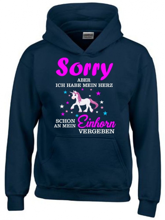 Sorry aber ich habe mein Herz schon an mein Einhorn vergeben ! - Einhorn Sterne Kids Gr.116 128 140 152 164 cm Einschulung, erster Schultag, 1. Klasse, Kindergartenabschieds Shirt