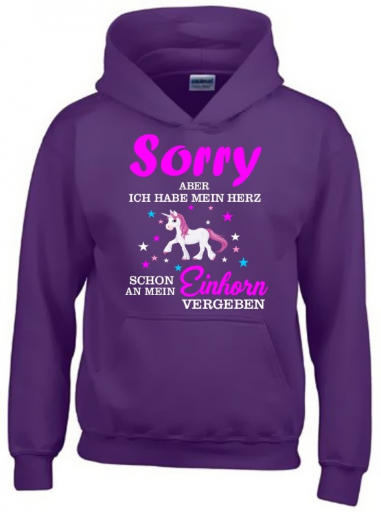 Sorry aber ich habe mein Herz schon an mein Einhorn vergeben ! - Einhorn Sterne Kids Gr.116 128 140 152 164 cm Einschulung, erster Schultag, 1. Klasse, Kindergartenabschieds Shirt