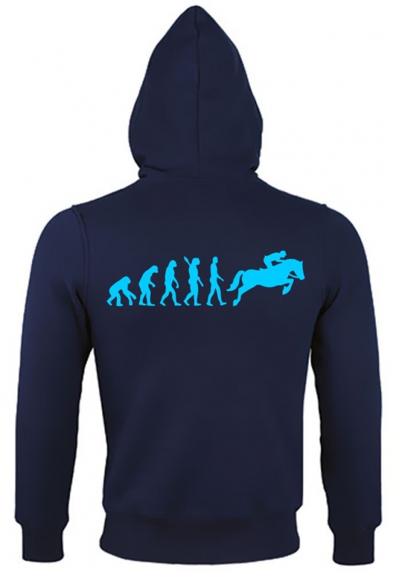 Reiten Evolution ! ! Damen Mädchen Reiten Sweatshirt mit Kapuze SHERPA Hoodie Druck hinten ! Girls XXS XS S M L XL XXL  Voltegieren, Springreiten, Reitunterricht, Reitturnier Druck hinten !