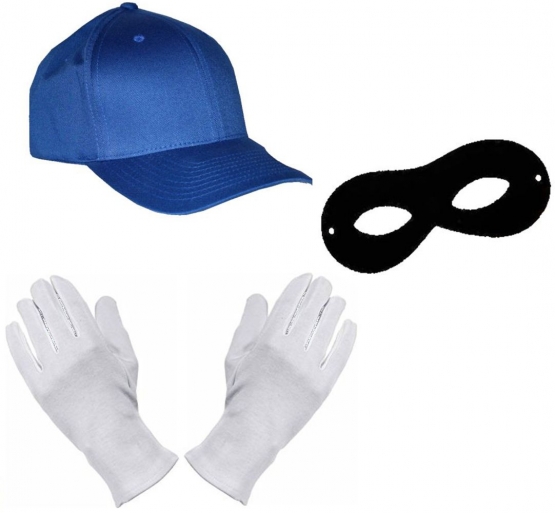 SET GANGSTER BANDE KOSTÜM - FASCHING - KARNEVAL - MÜTZE, MASKE + HANDSCHUHE