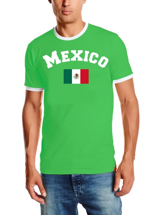 Mexico T-Shirt mit DEINEM NAMEN + NUMMER Ringer Green