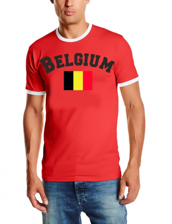 Belgien T-Shirt mit DEINEM NAMEN + NUMMER Ringer