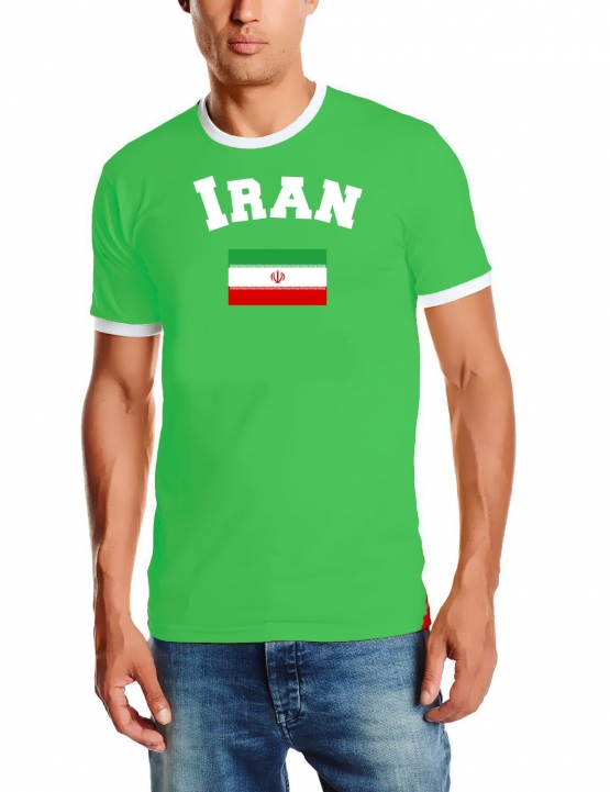 Iran T-Shirt mit DEINEM NAMEN + NUMMER Ringer Green