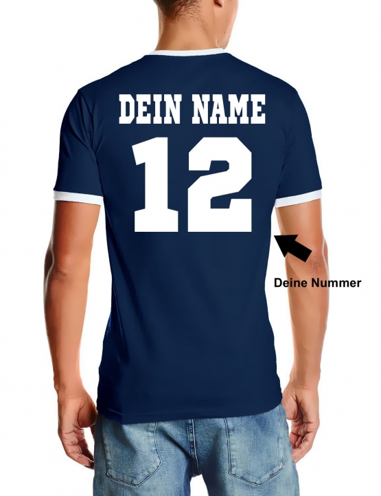 Australien T-Shirt mit DEINEM NAMEN + NUMMER Ringer navy