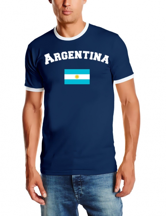 Argentinien T-Shirt mit DEINEM NAMEN + NUMMER Ringer navy