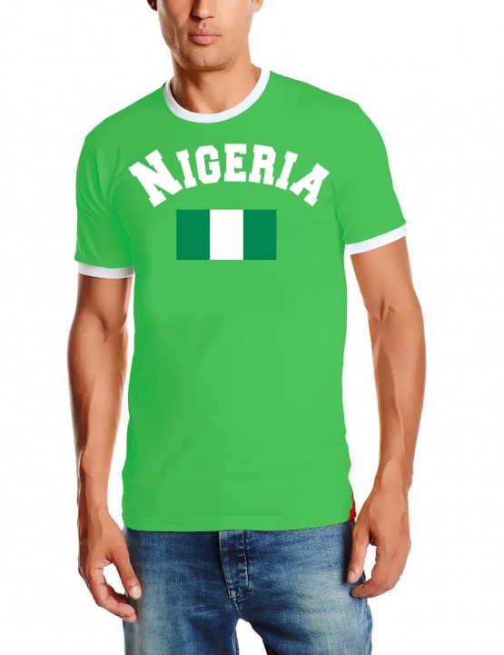 Nigeria Nigerien T-Shirt mit DEINEM NAMEN + NUMMER Ringer green