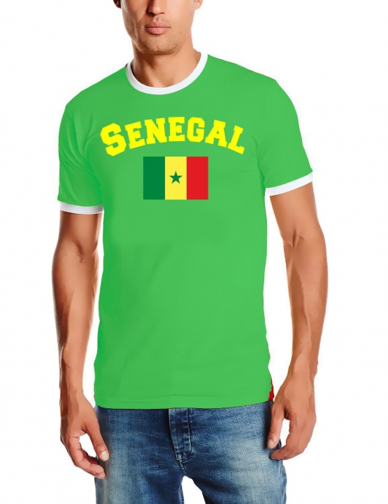 Senegal T-Shirt mit DEINEM NAMEN + NUMMER Ringer green, Gr.S