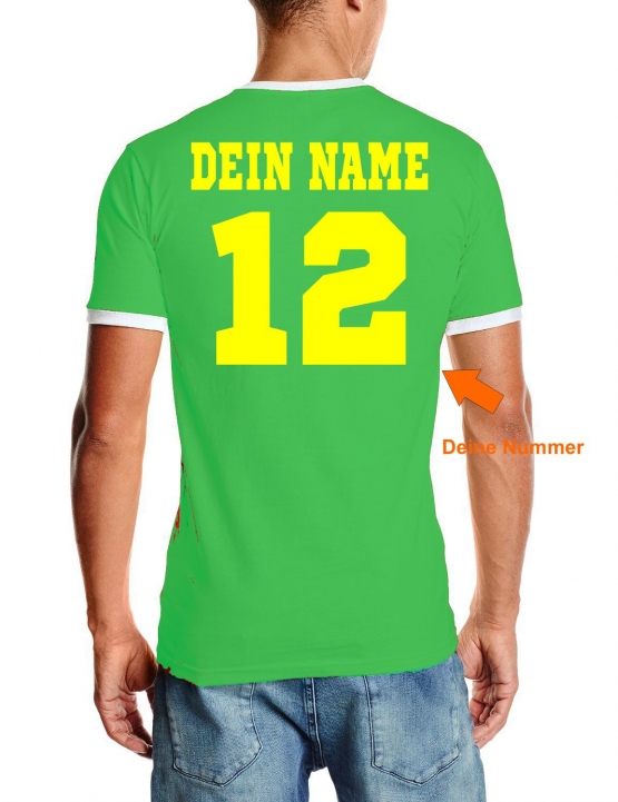 Senegal T-Shirt mit DEINEM NAMEN + NUMMER Ringer green, Gr.S