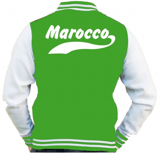 MAROCCO Collegejacke GREEN Marokko WM 2018 Fussball XS S M L XL XXL Druck vorne + hinten Erwachsene und Kinder