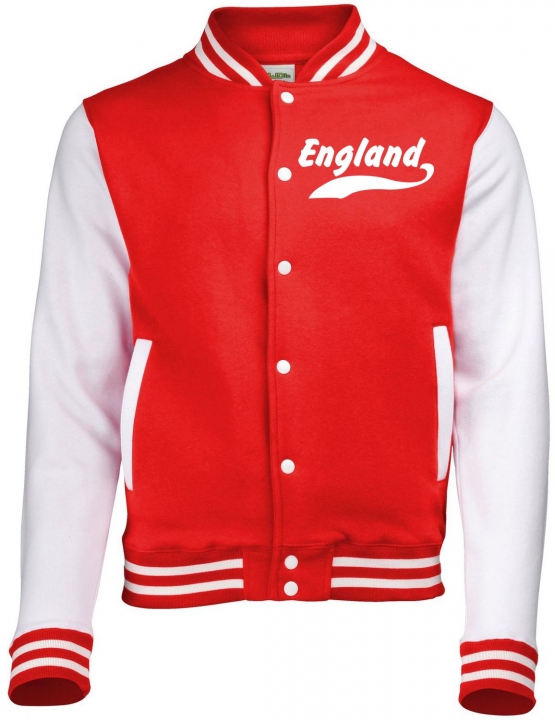 ENGLAND Collegejacke Rot Britannia WM 2018 Fussball XS S M L XL XXL Druck vorne + hinten Erwachsene und Kinder