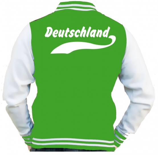 DEUTSCHLAND Collegejacke GREEN Germany WM 2018 Fussball XS S M L XL XXL Druck vorne + hinten Erwachsene und Kinder