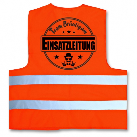 JGA Warnweste EINSATZLEITUNG Jungesellenabschied Druck Vorne + hinten !  Neongelb Neonorange Schwarz Pink S M L XL XXL