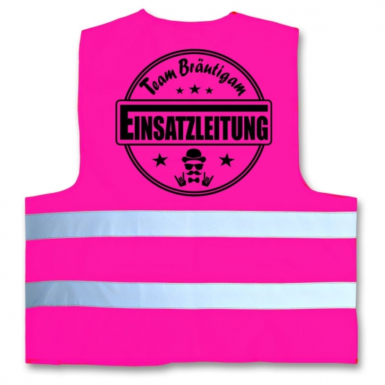 JGA Warnweste EINSATZLEITUNG Jungesellenabschied Druck Vorne + hinten !  Neongelb Neonorange Schwarz Pink S M L XL XXL