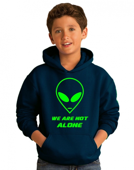 We are not alone ! Alien Kinder Sweatshirt mit Kapuze HOODIE Kids Gr.128 - 164 cm